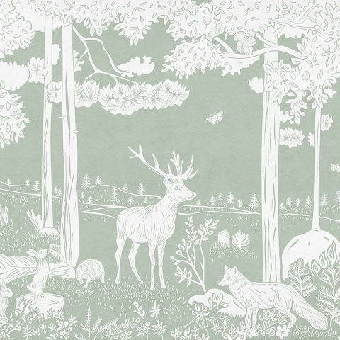 Fototapet Monochrome Forest - Green, Kikki Belle - Img 2
