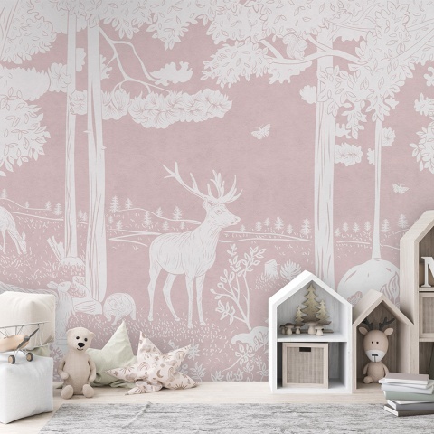 Fototapet Monochrome Forest - Pink, Kikki Belle - Img 3
