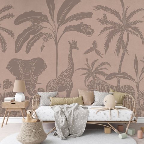 Fototapet Monochrome Jungle - Pink Vintage, Kikki Belle - Img 4