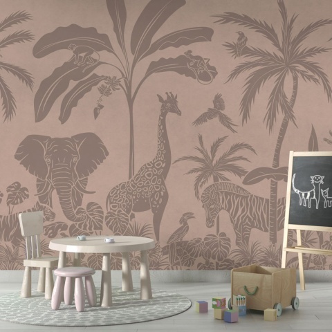Fototapet Monochrome Jungle - Pink Vintage, Kikki Belle - Img 5