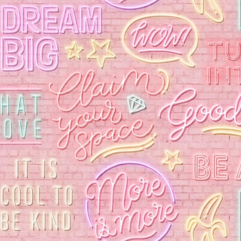 Fototapet, Neon Vibes, Pink Bricks, Rebel Walls - Img 2
