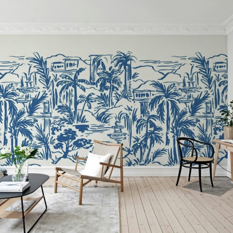 Fototapet, Palm Oasis, Blue, Rebel Walls