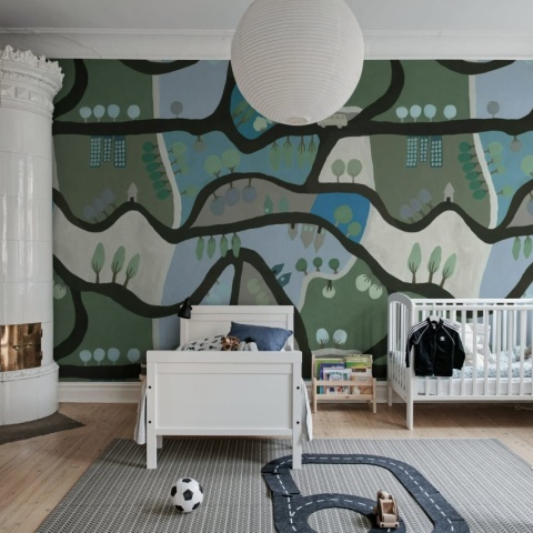 Fototapet, Road Trip, Blue & Green, Rebel Walls