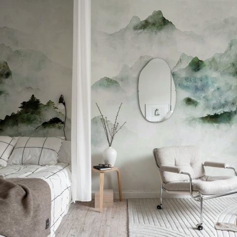 Fototapet, Serene Mountains, Green, Rebel Walls - Img 3