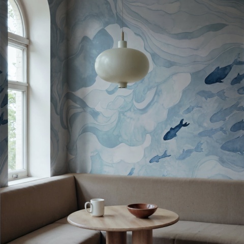 Fototapet, Silent Stream, Light Blue, Rebel Walls