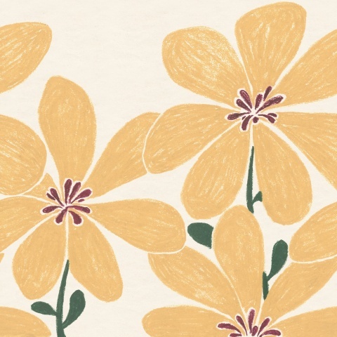 Fototapet, Sketched Flower, Yellow, Rebel Walls - Img 2