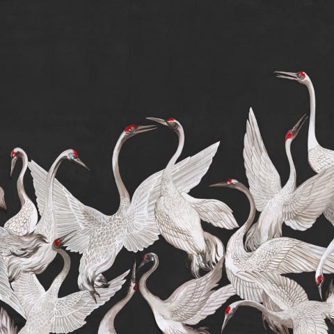 Fototapet, Soaring Cranes, Black, Rebel Walls - Img 5