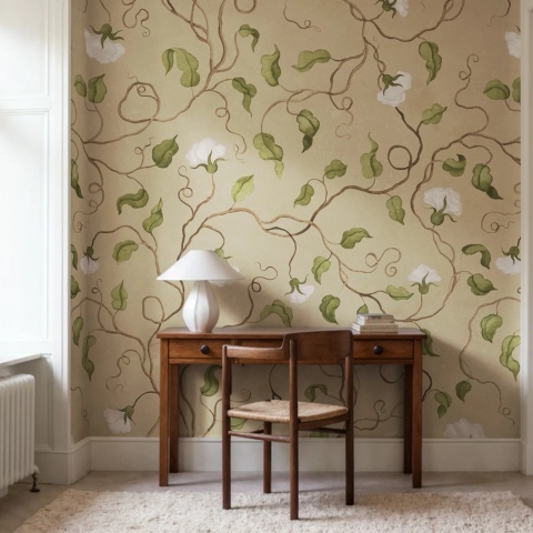 Fototapet, Soft Vines, Beige, Rebel Walls