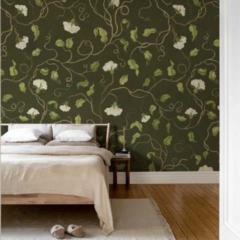 Fototapet, Soft Vines, Dark Green, Rebel Walls - Img 3