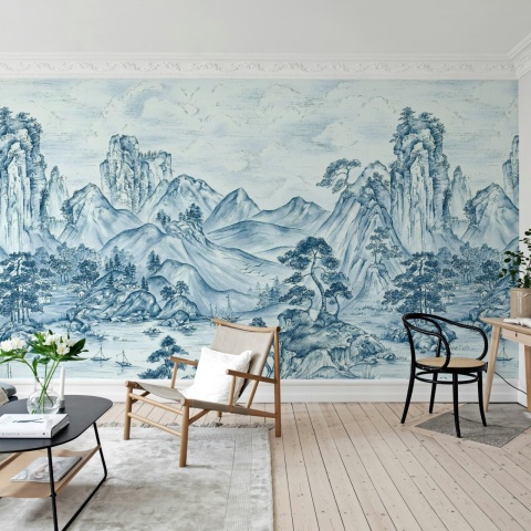 Fototapet, Timeless Pines, Blue, Rebel Walls