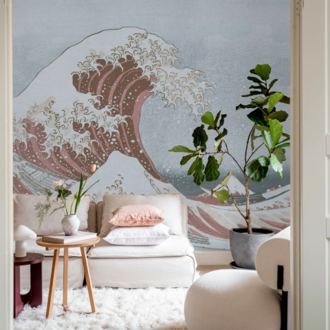 Fototapet, Under the Wave off Kanagawa, Pink, Rebel Walls