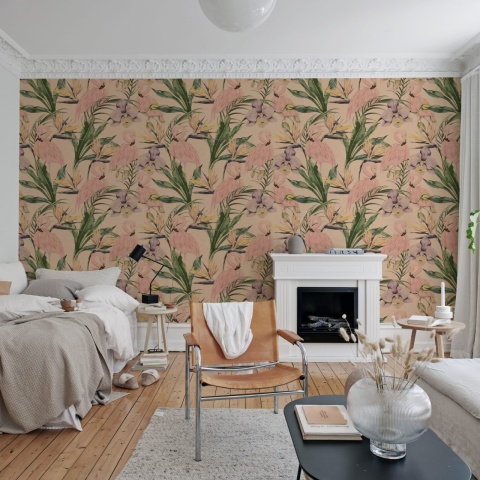 Fototapet, Vintage Flamingos, Rebel Walls