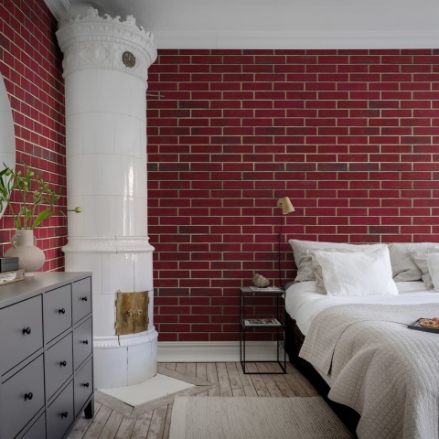 Fototapet, Wall of Tiles, Ruby Red, Rebel Walls