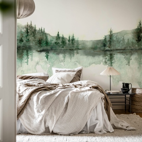 Fototapet, Watercolor Landscape, Forest Green, Rebel Walls - Img 3