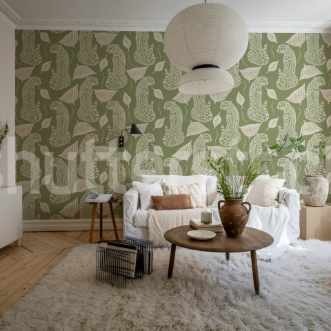 Fototapet, Whimsy Leopard, Green, Rebel Walls
