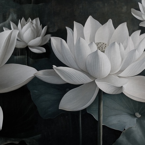 Fototapet, White Lotus, Night, Rebel Walls - Img 2