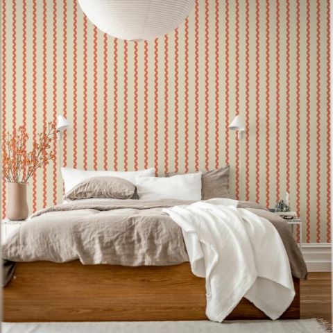 Fototapet, Wobbly Stripe, Red, Rebel Walls