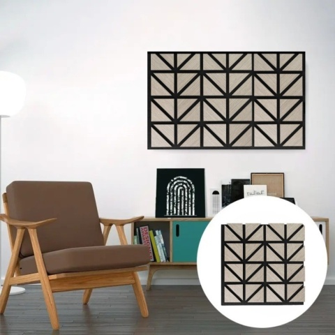Panou riflaj acustic decorativ, MDF si pasla, AC36, 50x50x1.8cm, Gri - Img 2