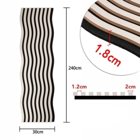 Panou riflaj acustic decorativ, MDF si pasla, AC44, 240x30x1.8cm, Gri - Img 7