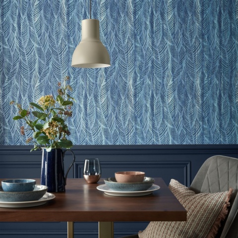 Tapet, Bramble, Blue Dusk Luxury Bead, 1838 Wallcoverings, 5.3mp / rola