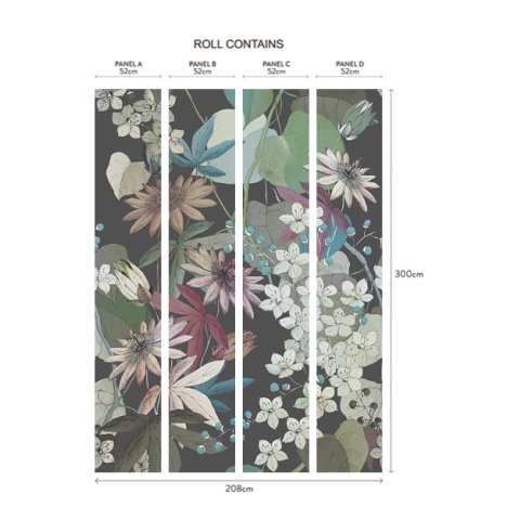 Tapet, Clematis, Ebony Black Luxury Floral, 1838 Wallcoverings, 6.5mp / rola - Img 2