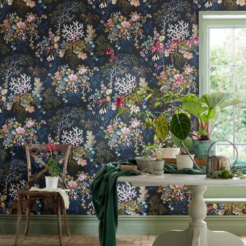 Tapet, Killburn's Coral, Midnight Black, 1838 Wallcoverings, 5.3mp / rola - Img 2