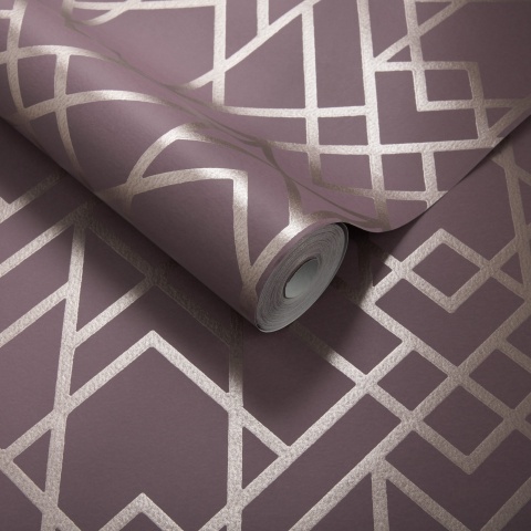 Tapet, Metro, Cassis Purple Luxury Geometric, 1838 Wallcoverings, 5.3mp / rola - Img 2