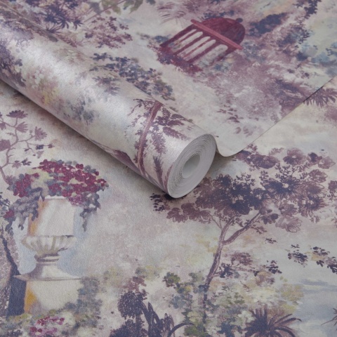 Tapet, Pavilion, Rose Pink Luxury Toile, 1838 Wallcoverings, 7mp / rola - Img 2