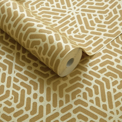 Tapet, Willow, Honey Yellow Luxury Geometric, 1838 Wallcoverings, 5.3mp / rola - Img 2