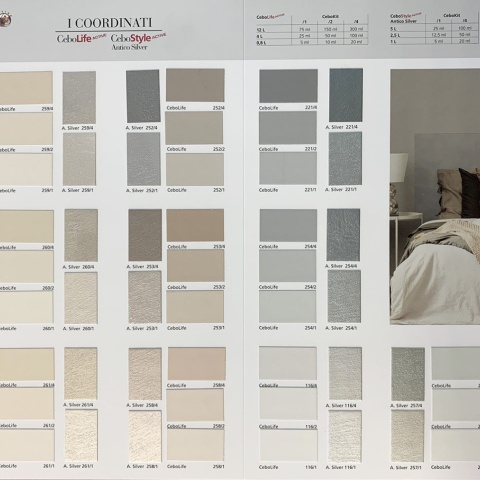 Vopsea decorativa pentru interior, efect I Coordinati – CeboLife Active, CeboStyle Antico Silver Active, finsaj metalic - Img 5