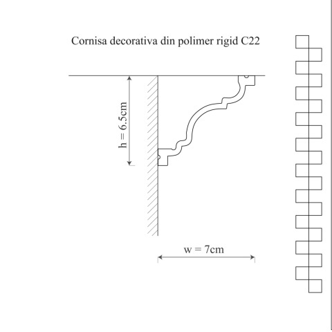 Cornisa polimer rigid, Manavi, C22 - 6.5x7x200 cm - Img 2