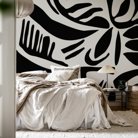 Fototapet, Abstract Leafs, Black &amp; White, Rebel Walls - Img 3