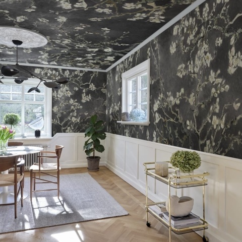 Fototapet, Almond Blossom, Black, Rebel Walls