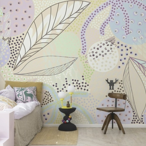 Fototapet, Artsy Leafs, Lilac, Rebel Walls - Img 3
