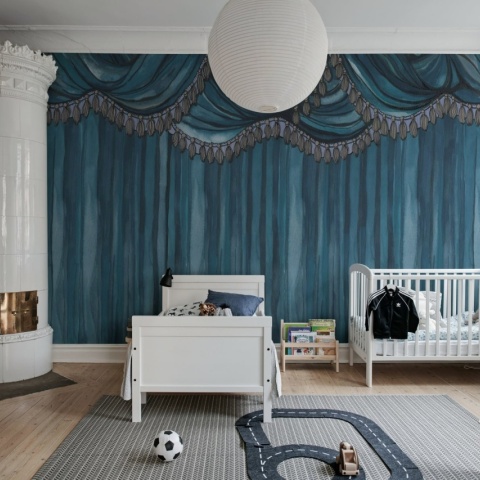 Fototapet, Behind the Curtains, Blue, Rebel Walls - Img 3