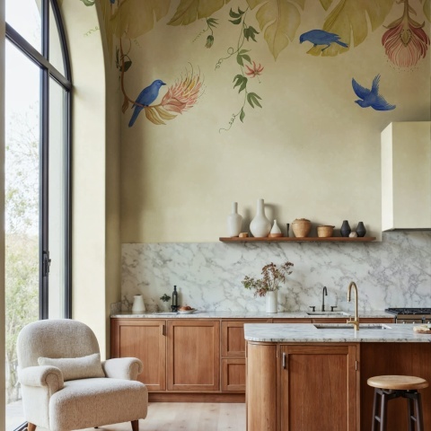 Fototapet, Birds in the Trees, Beige, Rebel Walls