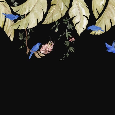 Fototapet, Birds in the Trees, Black, Rebel Walls - Img 2