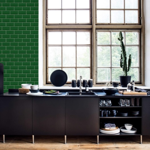 Fototapet, Bistro Tiles, Green, Rebel Walls