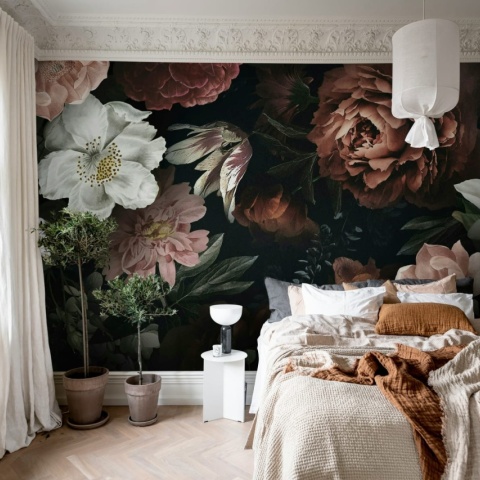 Fototapet, Bloomy Bouquet, Black, Rebel Walls