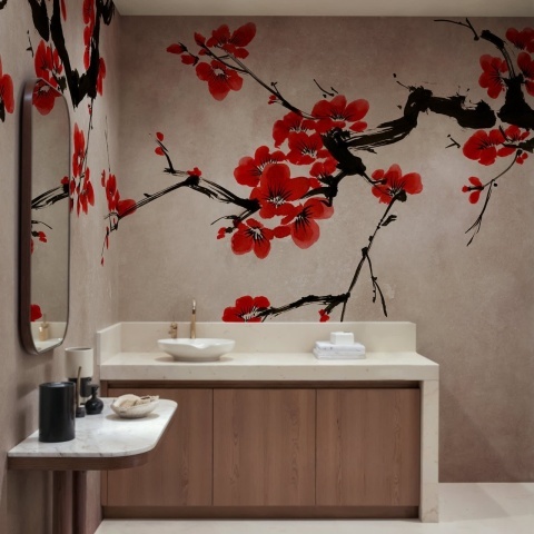 Fototapet, Blush of Spring, Red, Rebel Walls