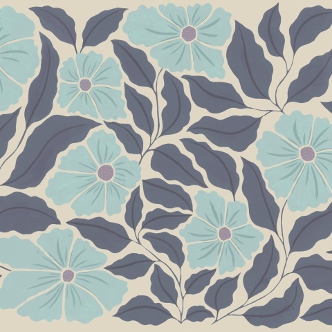 Fototapet, Bold Abstract Flower, Blue, Rebel Walls - Img 2