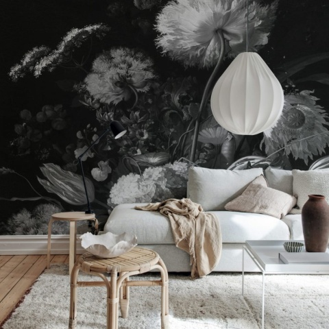 Fototapet, Bold Bouquet, Black, Rebel Walls