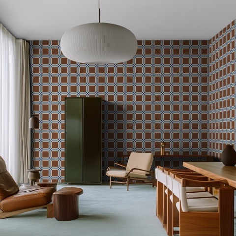 Fototapet, Bold Grid, Brown, Rebel Walls