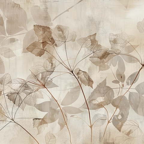 Fototapet Botanic Marron et Beige Souffle Rêve MS205