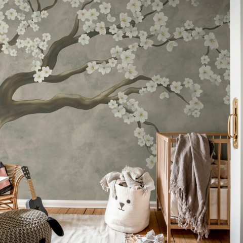 Fototapet, Calm Blossom, White, Rebel Walls