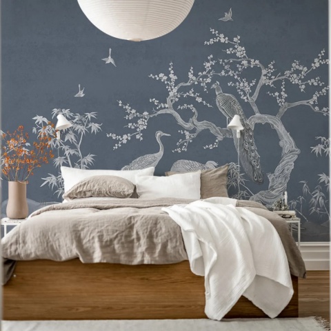 Fototapet, Chinoiserie Lace, Navy Blue, Rebel Walls - Img 5