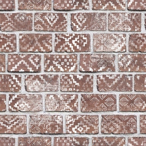 Fototapet, Decorated Bricks, Red, Rebel Walls - Img 2