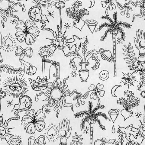 Fototapet, Doodle, White, Rebel Walls - Img 2
