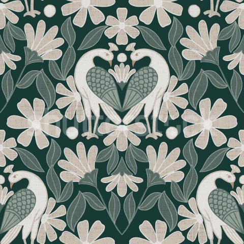 Fototapet, Dreamy Birds, Green, Rebel Walls - Img 2