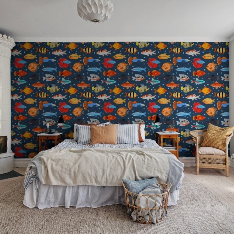 Fototapet, Fish Shoal, Blue, Rebel Walls